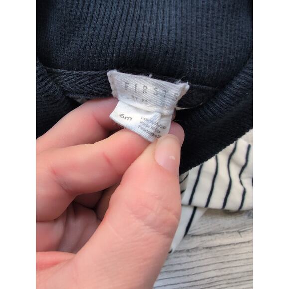 6m Firsts by Petit Lem Striped Terry Romper - Picture 5 of 6